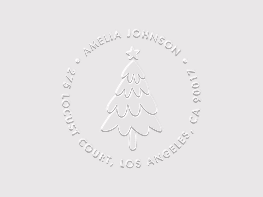 Christmas Tree Address Embosser Christmas Return Address Stamp Rubber