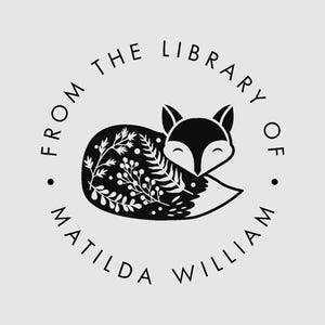 Timbro personalizzato Fox Book / Timbro Fox Library / Dalla biblioteca di / Timbro in gomma o timbro autoinchiostrante / Design: STL084