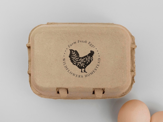  Hen Stamp Farm Fresh Eggs Design Business Stamper Round  Customized Self Inking Rubber Stamps : Office Products