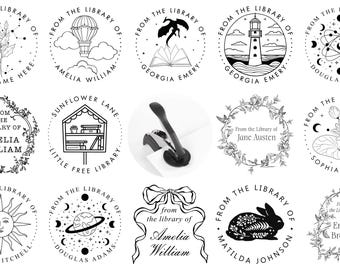 Book Embosser Personalized, From the Library of Stamp, Ex Libris Self-Inking Stamper Gift for Readers