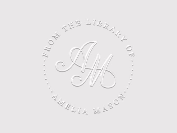 Monogram Book Embosser Personalized | Bookplate Stamp | Initial Book Embosser | Rubber Stamp, Self Inking Stamp or Embosser | SKU: STL121