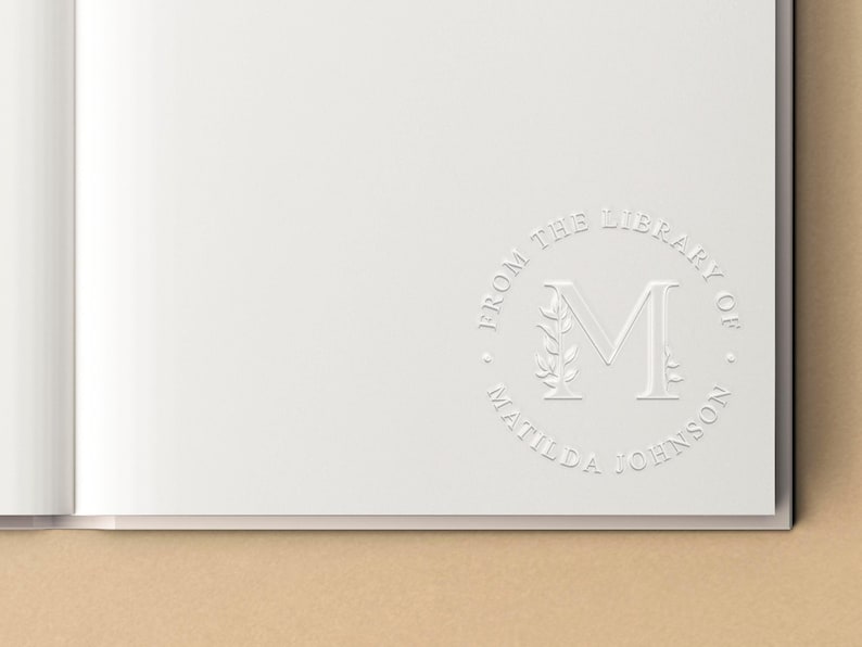 Personalized Book Embosser | Monogram Book Stamp Embosser | Rubber Stamp, Self Inking Stamp or Embosser | SKU: STL055 image 2