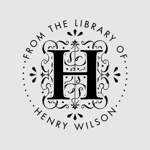 Gothic Monogram Library Book Embosser | Name Initial Round Book Stamp ...