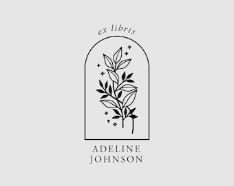 Ex Libris Stamp | Book Stamp Personalized | Floral Library Stamp Personalized | Rubber Stamp, Self Inking Stamp or Embosser | Design: STL005