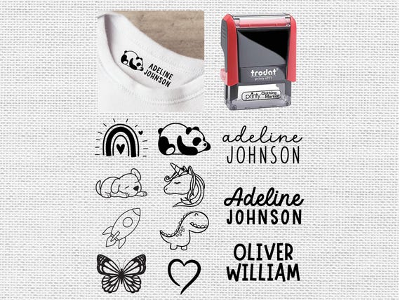 Clothing Stamp Self Inking, Name Stamp for Kids Fabric Clothes, 0.5" x 1.5"