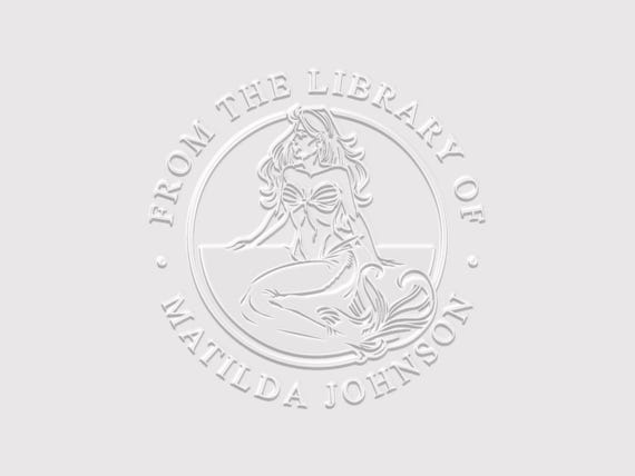Mermaid Book Embosser Personalised | Nautical Book Stamp | From the Library of | Rubber Stamp, Self Inking Stamp or Embosser | SKU: STL086