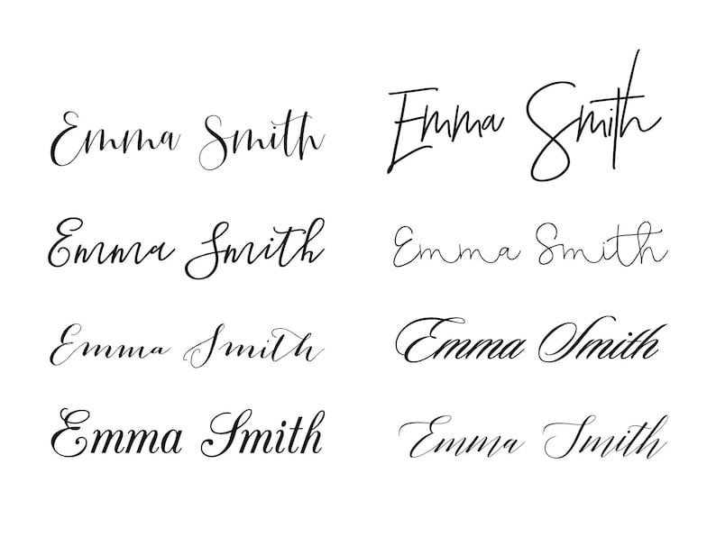 K&ouml;nnte beinhalten: Acht verschiedene handschriftliche Signaturen des Namens "Emma Smith".