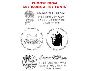Custom Address Stamp, Self-Inking Stamper or Embosser, Circle and Rectangle Options