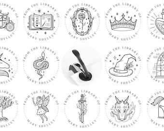 Märchenbuch Präge Stempel, Aus der Bibliothek von Stamper, Schloss, Drache, Magie, Fantasy, STL175