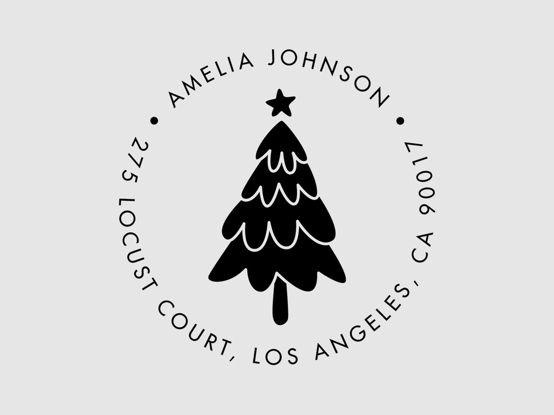 Christmas Tree Address Stamp Christmas Return Address Labels Rubber