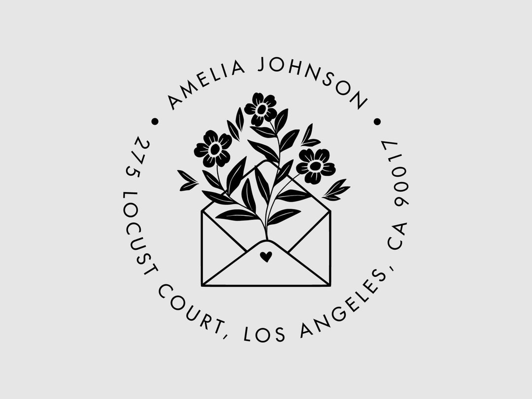 Address Stamp Floral Envelope Return Address Stamp Address Embosser