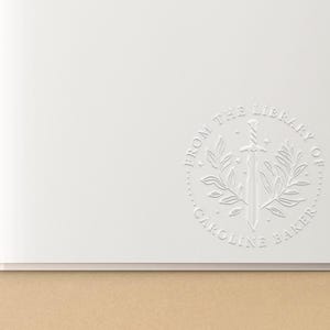Sword Book Stamp Personalized | Fantasy Book Plate | Library Stamp | Rubber Stamp, Self Inking Stamp or Embosser | Design: STL060 zdjęcie 4