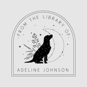 Dog Library Stamp Personalized | From the Library of | Rubber Stamp or Self Inking | Design: STL057