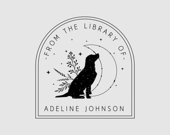 Dog Library Stamp Personalized | From the Library of | Rubber Stamp or Self Inking | Design: STL057