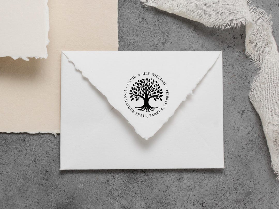 Tree Return Address Label Stamper | Large Tree Address Stamp Custom ...