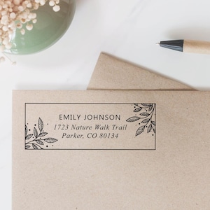 Return Address Stamp Greenery Address Stamp Family Address Stamp Rubber Stamp, Self-Inking Stamp or Embosser Design: STA028 image 2