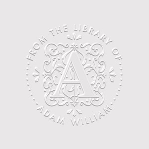 Gothic Monogram Library Book Embosser, Name Initial Round Book Stamp
