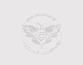 Bee Book Embosser Personalized | From the Library of | Rubber Stamp, Self Inking Stamp or Embosser | SKU: STL003