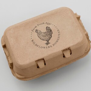 Egg Carton Stamp | Personalized Egg Carton Label | Farm Fresh Eggs Stamp | Rubber Stamp and Self Inking Stamp | Design: STB012 image 3