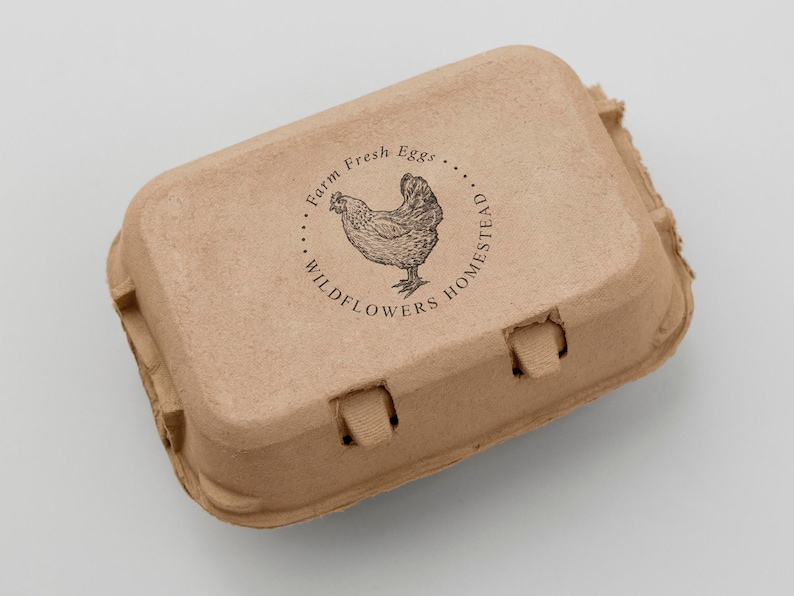 Egg Carton Stamp | Personalized Egg Carton Label | Farm Fresh Eggs Stamp | Rubber Stamp and Self Inking Stamp | Design: STB012 image 3