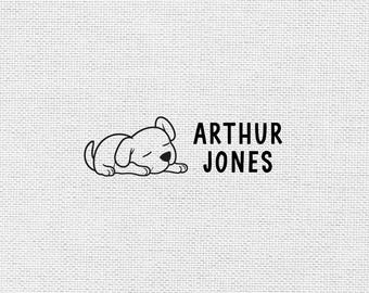 Puppy Dog Clothing Stamp Kids | Custom Name Stamp for Kids | Kid Clothes Label | Rubber Stamp or Self Inking Stamp | 0.5" x 1.5" | STC010
