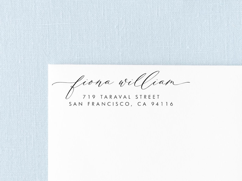 Addressed Cursive Modern Cursive Return Address Stamp | Professional Corporate Address ...