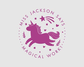 Teacher Stamp Love Your Work | Unicorn Marking Stamps | Magical Work Stamp | 1 inch Rubber Stamp or Self Inking Stamp | Design: TS003