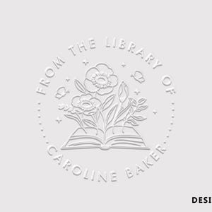Personalized Floral Library Book Embosser, From the Library of Stamp, Custom Ex Libris Seal
