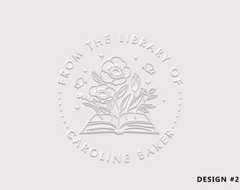 Personalized Floral Library Book Embosser, From the Library of Stamp, Custom Ex Libris Seal