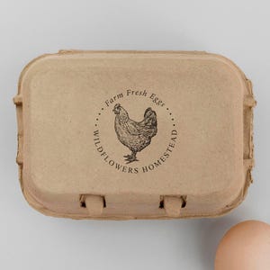 Egg Carton Stamp | Personalized Egg Carton Label | Farm Fresh Eggs Stamp | Rubber Stamp and Self Inking Stamp | Design: STB012 image 1