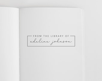 From the Library of Book Stamp Personalised | Modern Book Embosser | Rubber Stamp, Self Inking Stamp or Embosser | SKU: STL077