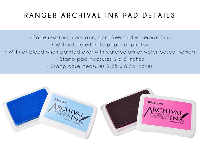 Ranger Archival Ink Pad Waterproof Ink Pad Black Ink Pad Color Ink Pad 42 Colors Available 2 x 3 inches image 3