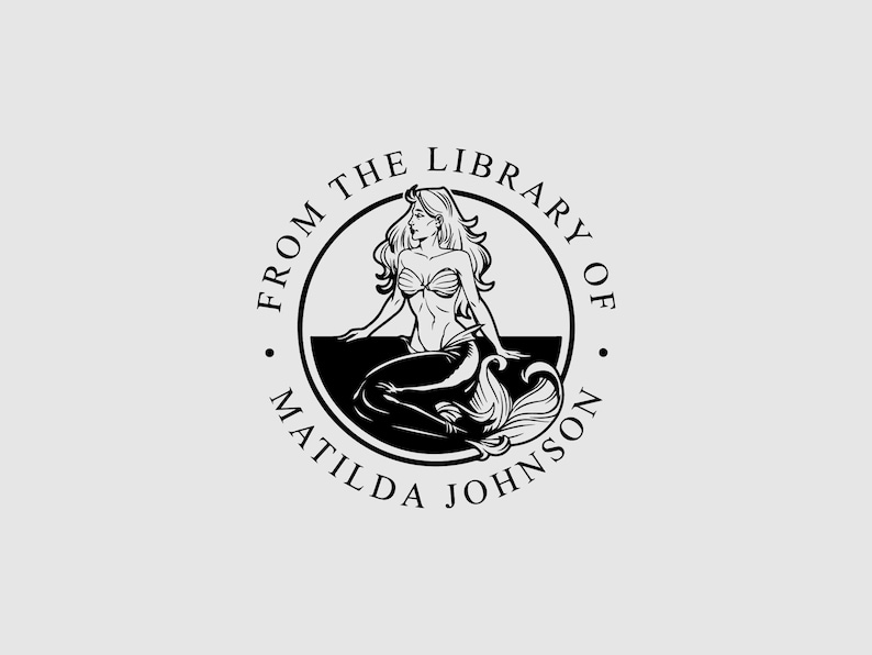 Mermaid Book Embosser Personalised | Nautical Book Stamp | From the Library of | Rubber Stamp, Self Inking Stamp or Embosser | SKU: STL086 image 3