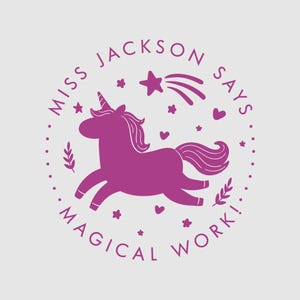 Teacher Stamp Love Your Work | Unicorn Marking Stamps | Magical Work Stamp | 1 inch Rubber Stamp or Self Inking Stamp | Design: TS003