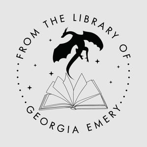 Book Dragon Library Stamp Personalized | Flame Dragon Book Stamp | YA Reader Gift Idea | Rubber Stamp or Self Inking Stamp | Design: STL172