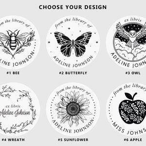 Book Stamp Personalized | Round Library Stamp | From the Library of Stamp | Ex Libris Stamp | Rubber Stamp or Self Inking | SKU: L001