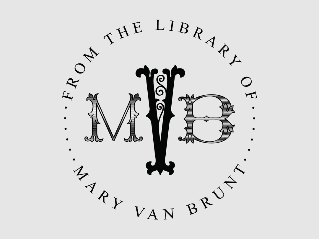 3 Letters Monogram Library Book Stamp | Name Initial Logo Book Label ...