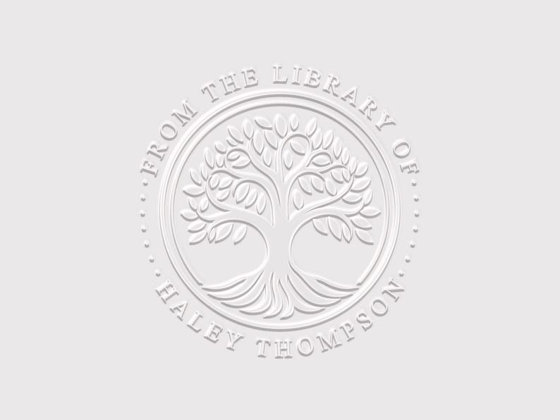 Tree Book Embosser Personalized | Tree of Life Library Book Stamp Personalized | Rubber Stamp, Self Inking Stamp or Embosser | SKU: STL157 immagine 1