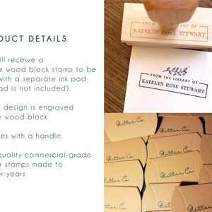 May include: A wooden stamp with the text "From the Library of Katelyn Rose Stewart" engraved on it. The stamp is used for bookplates and comes with a handle.