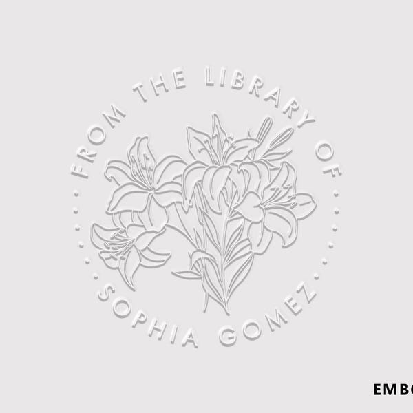Birth Month Flower Book Embosser | Birthday Flower From the Library of Embosser | Rubber Stamp, Self Inking Stamp or Embosser | SKU: STL089