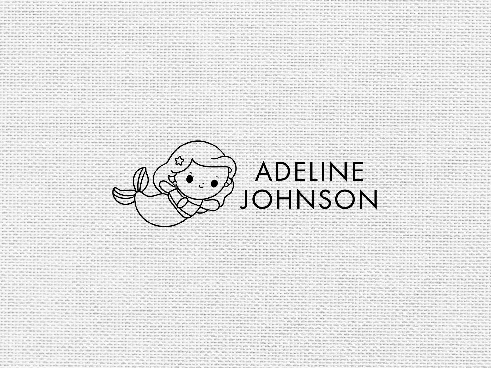 Mermaid Name Stamp for Clothes | Self Inking Name Stamp | Labels for Kids Clothes | Rubber Stamp or Self Inking Stamp | 0.5" x 1.5" | STC005