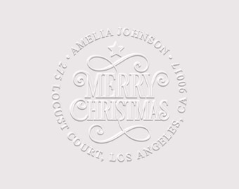 Christmas Address Embosser | Christmas Address Labels | Rubber Stamp, Self-Inking Stamp or Embosser | Design: STA080