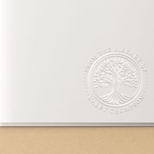 Tree Book Embosser Personalized | Tree of Life Library Book Stamp Personalized | Rubber Stamp, Self Inking Stamp or Embosser | SKU: STL157 immagine 2