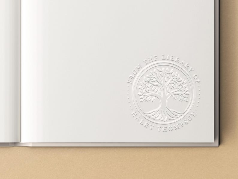 Tree Book Embosser Personalized | Tree of Life Library Book Stamp Personalized | Rubber Stamp, Self Inking Stamp or Embosser | SKU: STL157 immagine 2