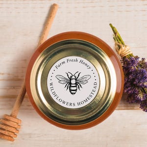 Honey Rubber Stamp Label | Personalized Honey Jar Label | Bee Label Stamp | Rubber Stamp, Self Inking Stamp | Design: STB011