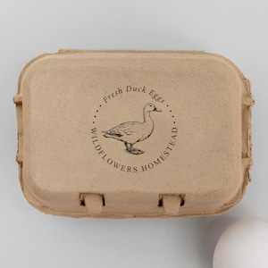 Fresh Duck Egg Carton Stamp | Homesteading Stamp | Egg Carton Label | Hobby Fram Stamp | Rubber Stamp and Self Inking Stamp | Design: STB019
