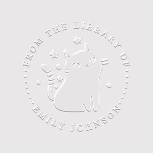 Black Cat Book Embosser Personalized | Custom Library Embosser Stamp | Rubber Stamp, Self Inking Stamp or Embosser | SKU: STL117