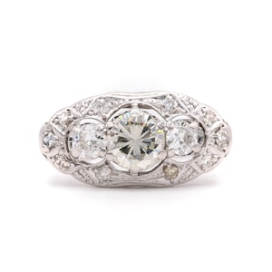 1930er Jahre Retro Art Deco 14K Weißgold 2.1ctw Diamant Tank Ring