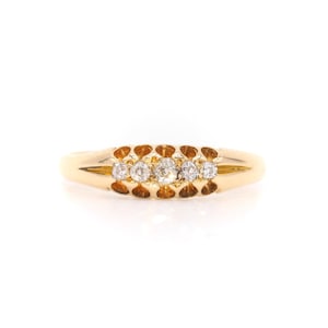 Antique Victorian 18K Yellow Gold Old Cut Diamond 5 Stone Ring