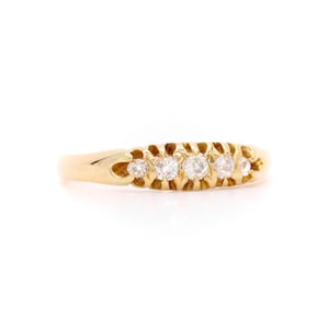Antique Edwardian 18K Yellow Gold 5 Stone Diamond Ring
